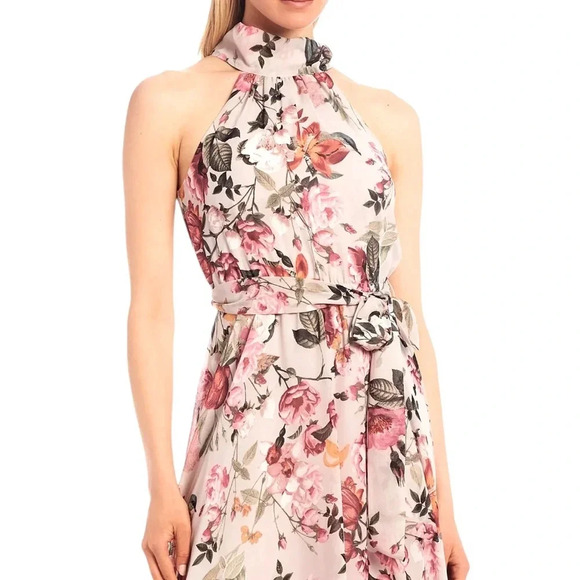 Eliza J Floral Print Halter Neck Maxi Dress with Bow at Back Size 0 NWT - Picture 4 of 15